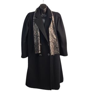 JOFELD Vintage Pea Coat Women's Black Wood Pea Coat Size 12